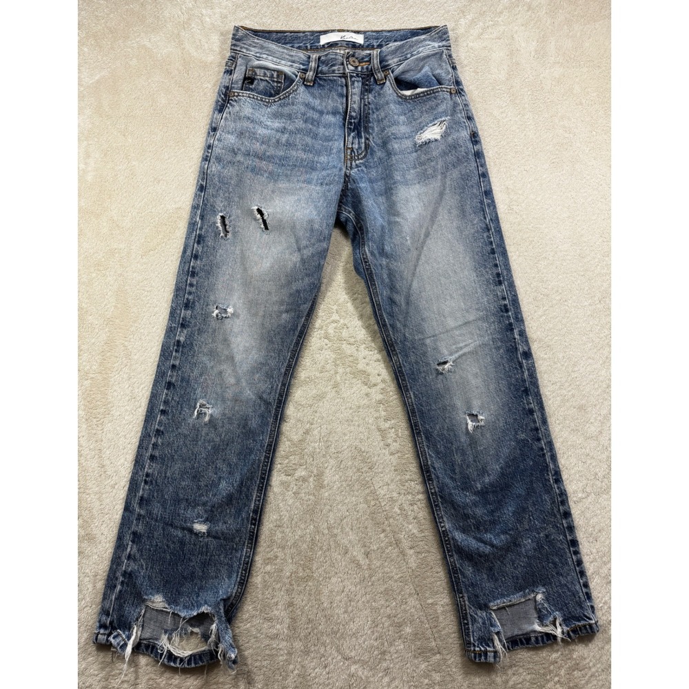 KanCan Womens Straight Distressed Blue Jeans 0/23 Meas: 26x27